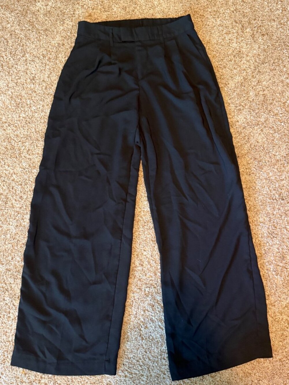 A New Day Womens Trousers Dress Pants Sz 8 Black Wide-Leg Pants Flowy High Waist
